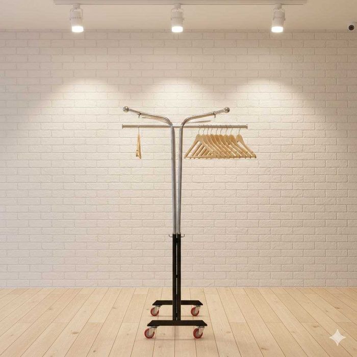 Двухярусная вешалка для одежды с роликами