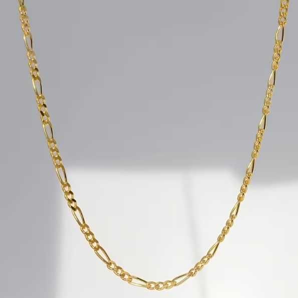 Lantisor unisex Figaro otel placat cu aur galben 18K 3mm/62cm nou