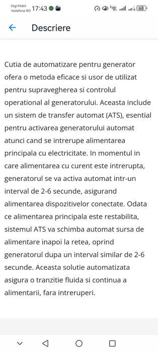 Cutie comutator automat ptr generatoare ATS