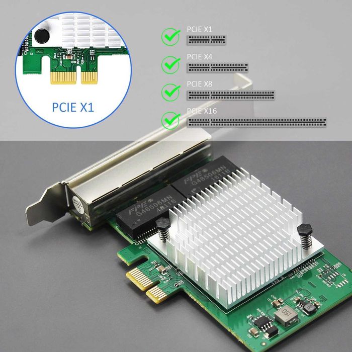 Placa de retea Gigabit GLOTRENDS ST7387 cu 4 porturi RJ45 pentru firewall, router software, agregare legături NAS, izolare rețea
