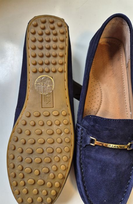 Кожени мокасини Ralph Lauren, тъмно сини, 38.5