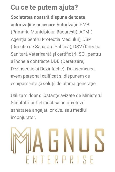 Servicii Profesionale de Dezinsectie, Dezinfectie si Deratizare