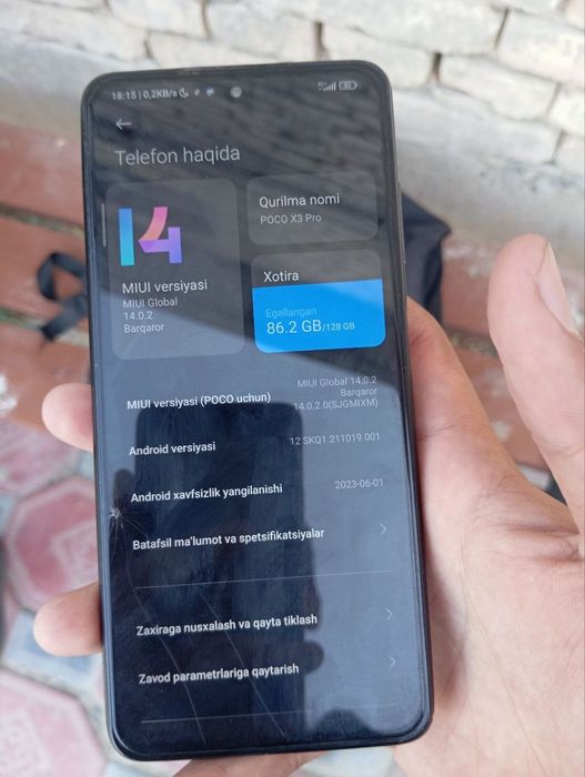 Poco X3 Pro sotiladi xotira 8ga 128