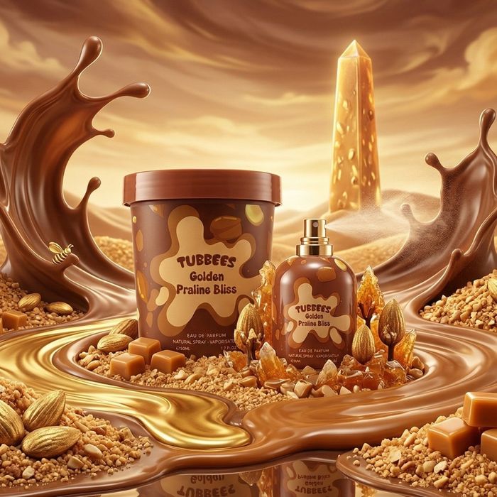Детски парфюм Tubbees Golden Praline Bliss - С нотки на пралина, карамел и сметана, 50 мл
