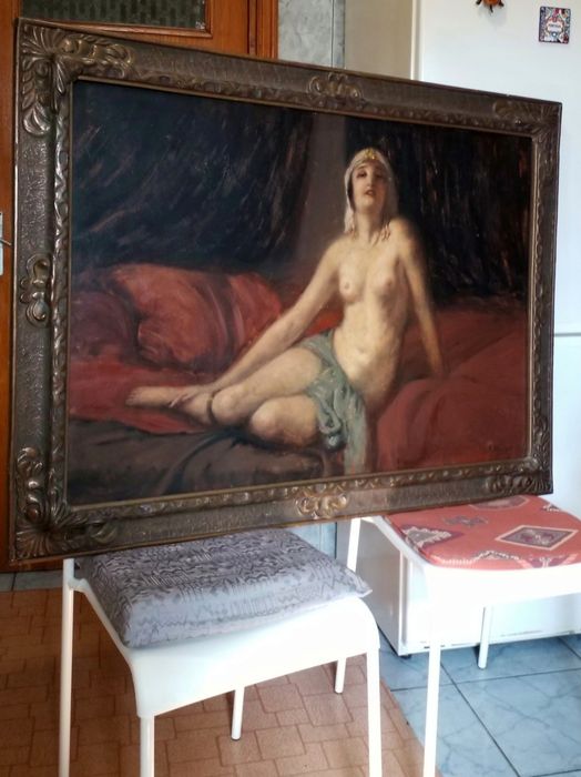 Tablou de exceptie,nud semnat de pictor roman,anii 30'-50'