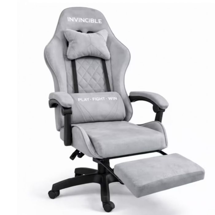 Геймърски стол с регулируема височина и лумбална възглавница