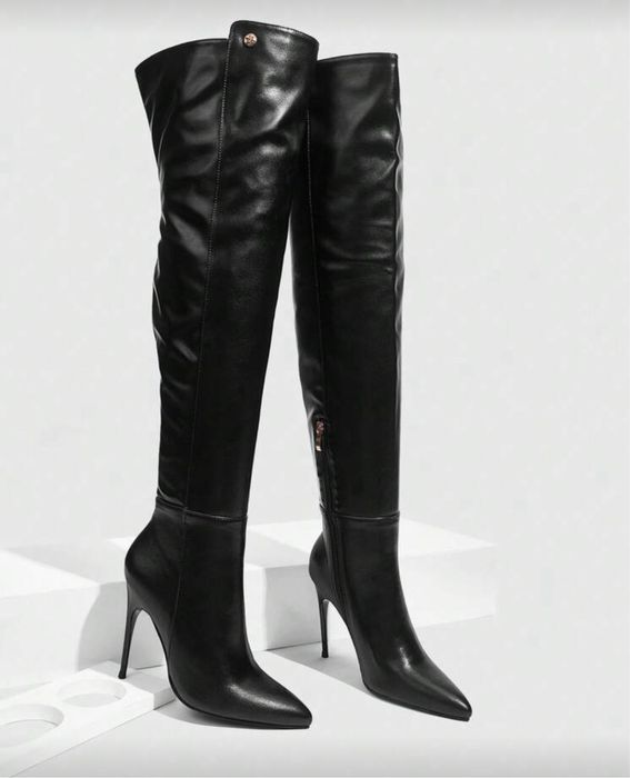 Кожени ботуши/чизми на ток