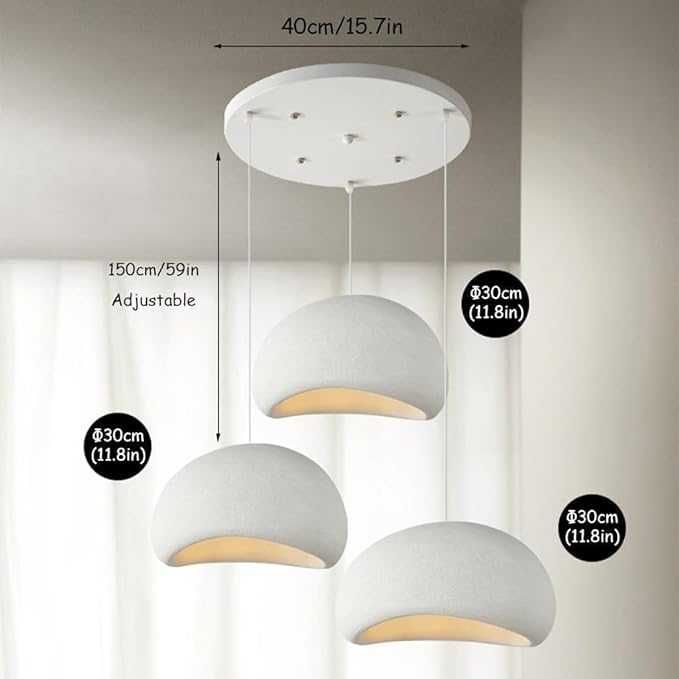 Бял модерен полилей висяща облак 3 каменен скандинавски  Wabi-sabi
