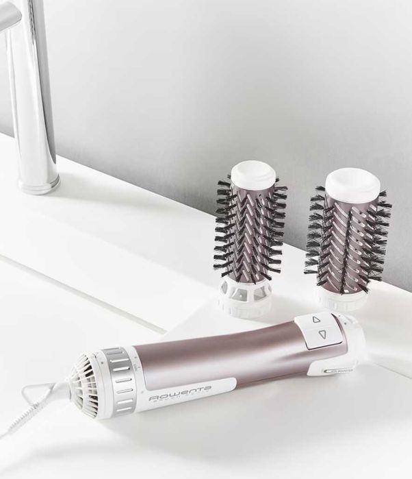 Perie rotativa – NOUĂ -Rowenta Brush Activ' Premium Care  1000W, 2 trepte, 2 viteze, ionizare, 2 perii, Cashmere Keratin, invelis ceramic, Roz