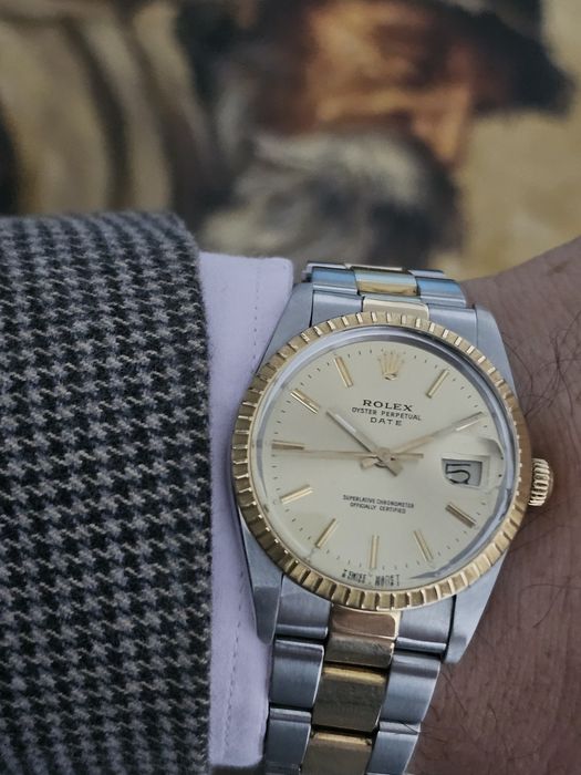 Ceas Rolex Oyster Perpetual Date 1977 aur 18 k, cal 3035 nu omega breitling zenith