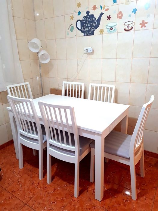 Set masa si 6 scaune Ikea Laneberg/Ekedalen 130/190x80cm