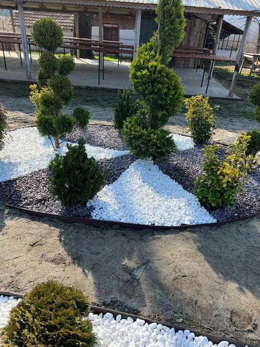 Piatra decorativa alba Thassos rotunda