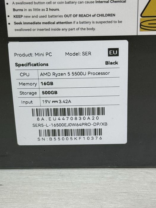 Beelink SER Ryzen5 5500u 16gb/50gb sigilat