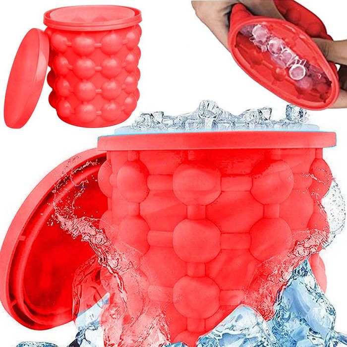 Galeata silicon pentru gheata 2 in 1 forma cuburi si frapiera bauturi