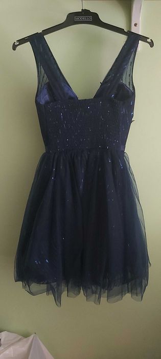 Rochie cu tul albastru de ocazie
