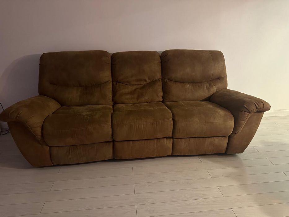 Canapea 3 locuri + Fotoliu - Mobexpert / piele întoarsă - recliner electric