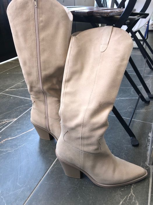 Cizme de piele cu toc masiv Nevada