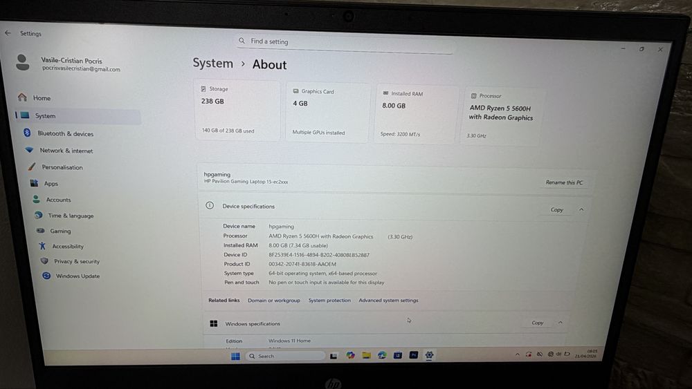 Laptop Gaming HP Pavilion 15 | Ryzen 5 5600H (Peste i7-10th Gen) | 144Hz | Ca NOU