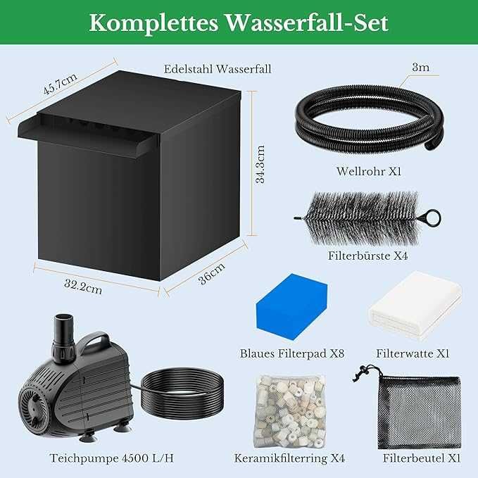 Cascadă Biling pentru iaz cu filtru pentru iaz,  4500 L/H