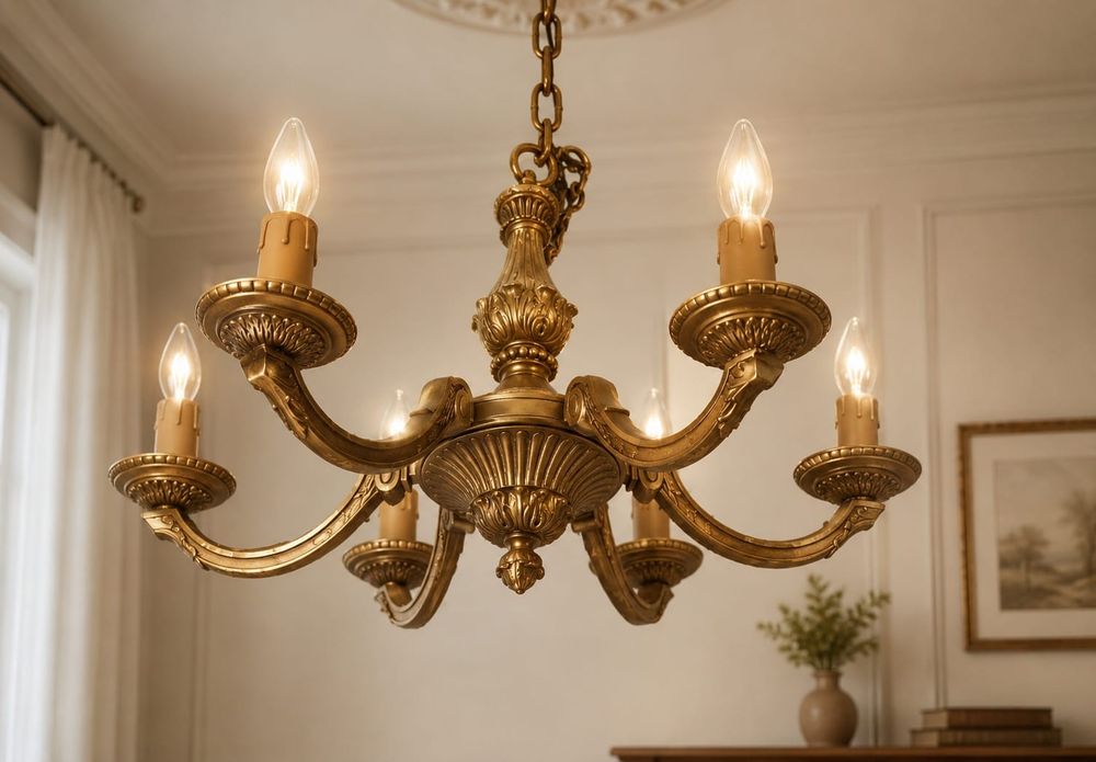 Candelabru antic cu ,6 brațe din bronz masiv