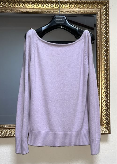 Pulover cu umeri despicați, mix lână