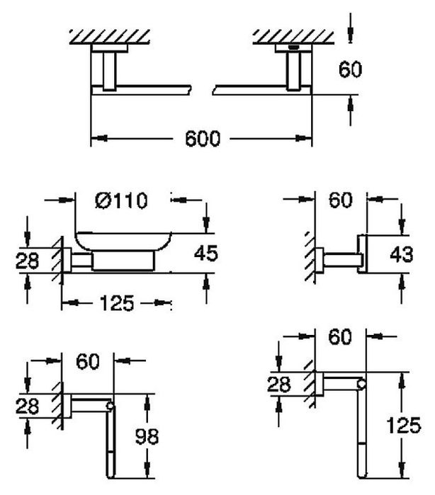 GROHE Essentials Cube Набор аксессуаров 5в1. Бренд GROHE. Германия!