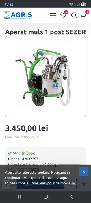 Aparat de muls vaci 1 post  Agri koop 1