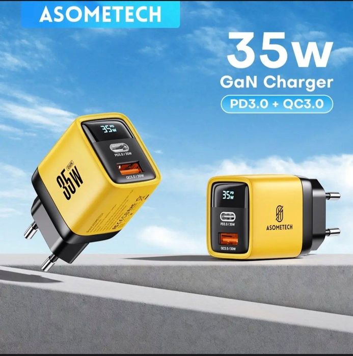 Зарядка Asometech 35w Gan 100% оригинал быстраябыстрая зарядка