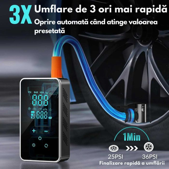 Starter | Compresor auto electric, Pompa 6 in 1 12V,afisaj digital LCD