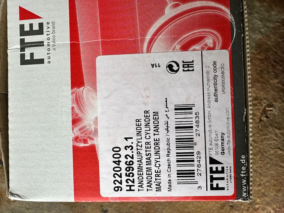 Главен спирачен цилиндър FTE 9220400 / H25962.3.1