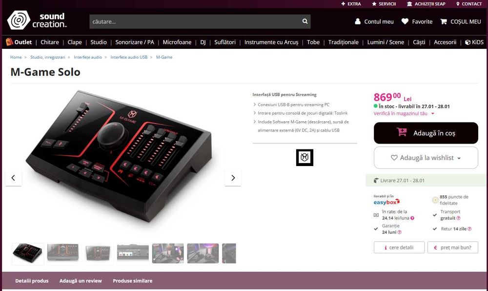 Vand/Schimb M-Game SOLO Interfață audio USB.NOU la cutie cu accesorii.