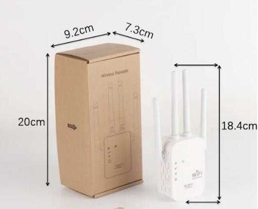 Интернет Бустер Повторител Безжичен Усилвател WiFi Repeater 4xАнтени 20dB 300MB Подобрява Сигнала и Покритието в Домашната Безжична Мрежа Офис Магазин