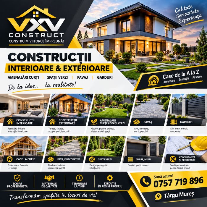 Executam lucrări construcții renovări Interioare/exterioare posibilitate si în RATE!