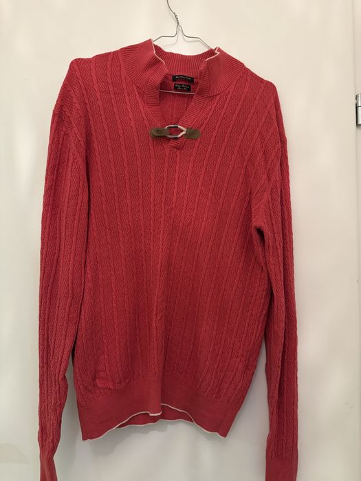 Оригинален мъжки плетен пуловер Massimo Dutti -100% памук и кашмир