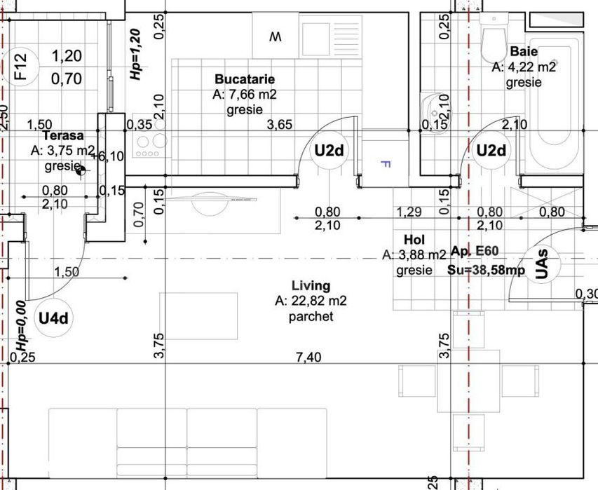 Apartament 1 camera, 38.58 mp, zona Lipovei