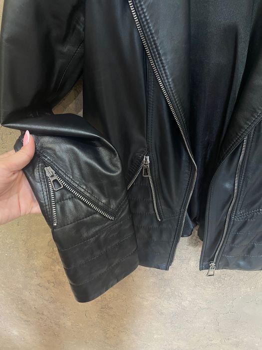 Пролетни якета - оранжево и черно от естествена кожа