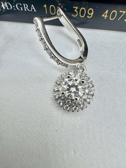 Сребърни обеци с мойсанит (Диамант) 0.5 карата