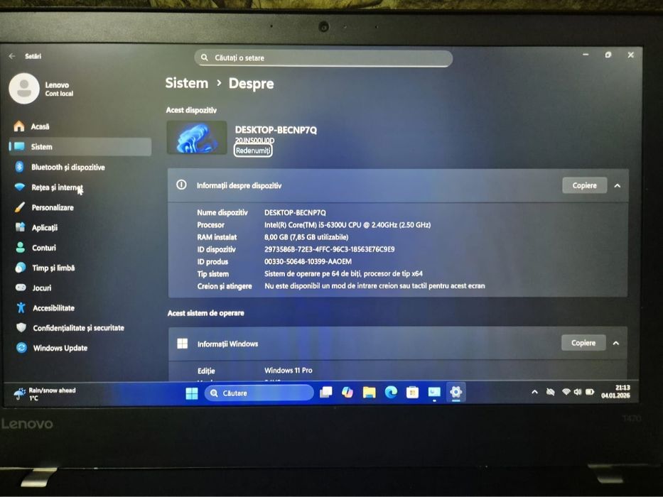 Vand Lenovo  Thinkpad T470