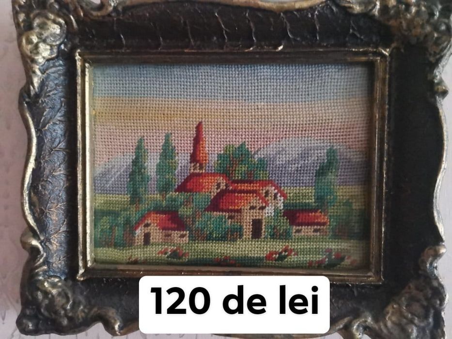 Tablouri brodate și pictate pe lemn