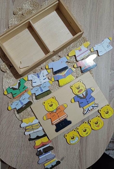 Casuta pompieri si jucarie cu ursulet din lemn