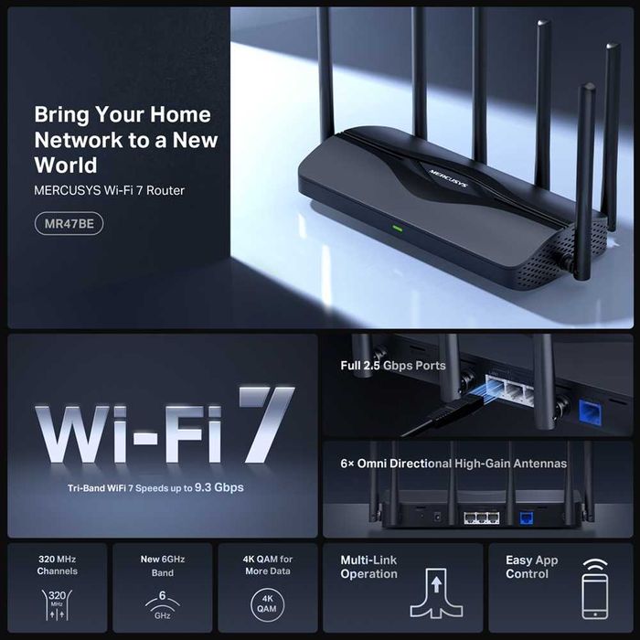 Mercusys MR47BE BE9300 Wi‑Fi 7 Router