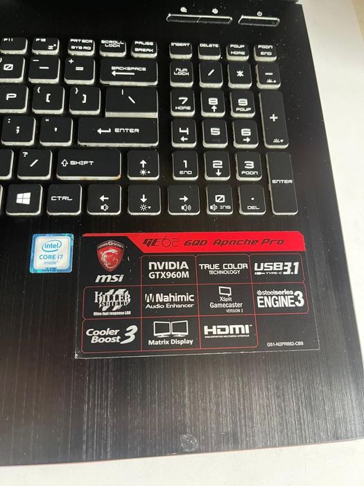 Laptop Gaming MSI G62 6QD Apache Pro Intel i7,SSD 250GB,GTX 960 -A-