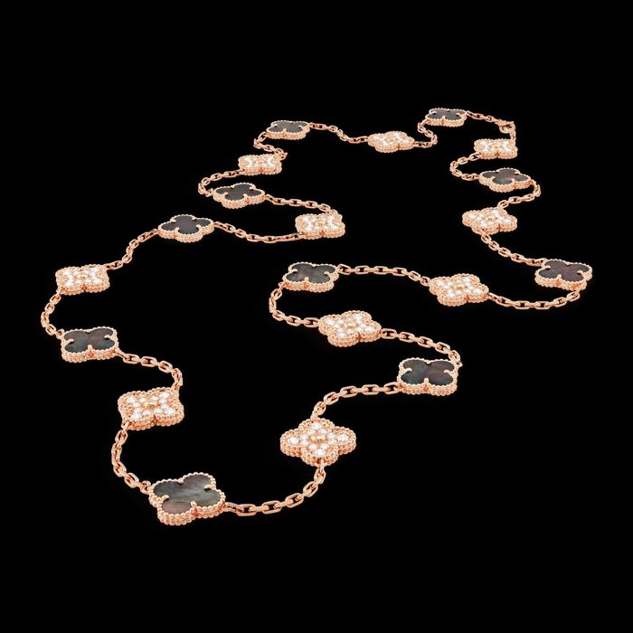 Van Cleef & Arpels VCA Rose 20 Motifs Diamond Grey Alhambra Колие