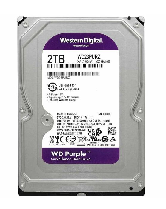 Жесткий диск WD Purple 3.5" SATA [Pull out 0 ч] 1,2,4,6,8,10,12 TB