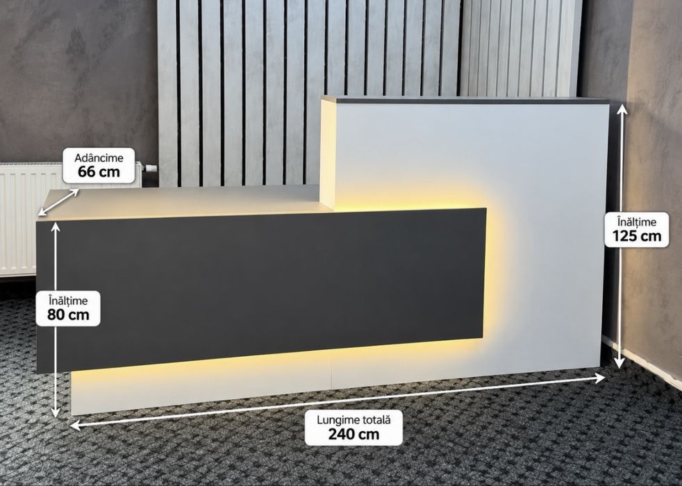 Mobilier birou modern – Recepție cu LED + Dulap – Separat sau la pachet