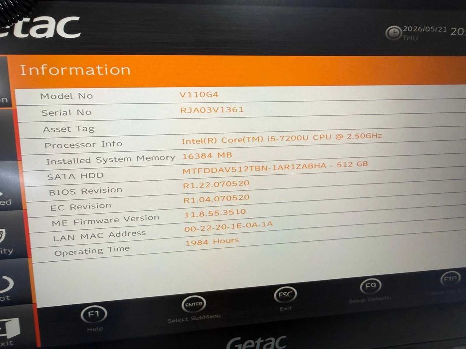 Laptop Rugged Getac V110 G4, i5 7200U, 4G LTE, 16GB RAM, 512GB SSD Touchscreen