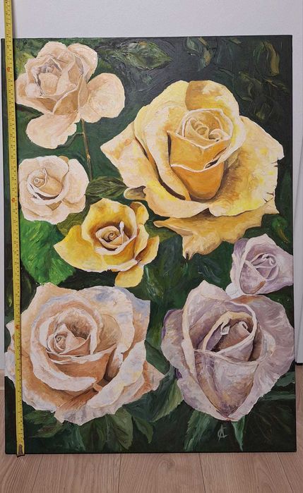 Tablou ulei pe pânză- Trandafiri- 70cmX100cm