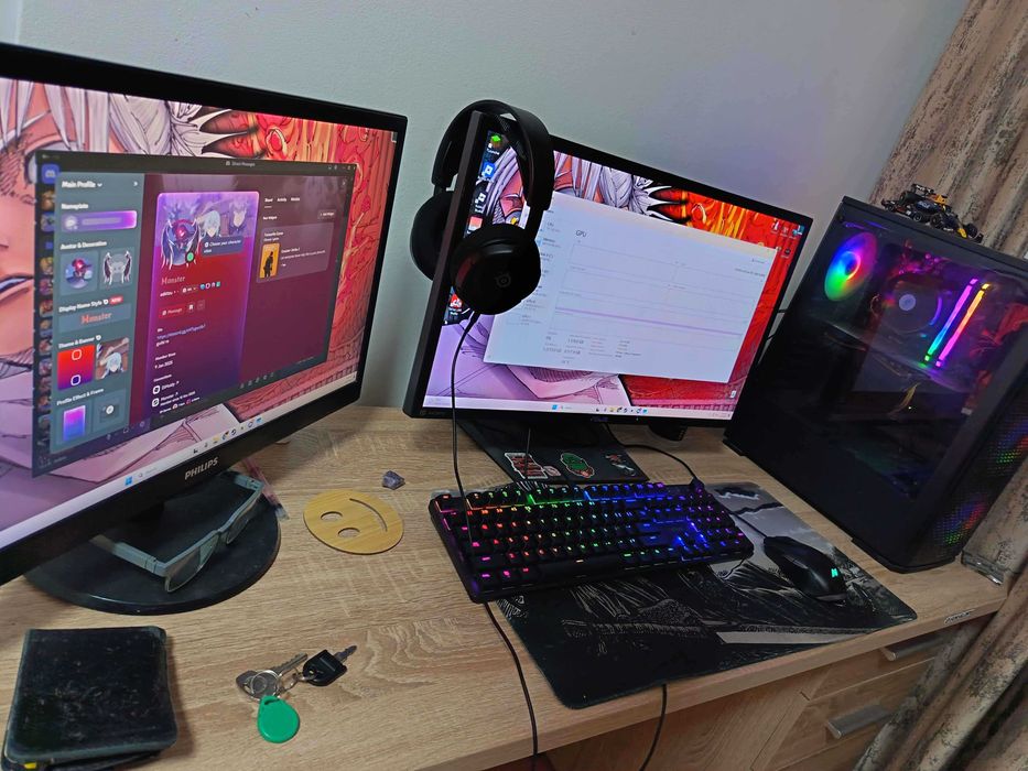 PC Gaming + 2 Monitoare ASUS 144Hz + Philips 60Hz