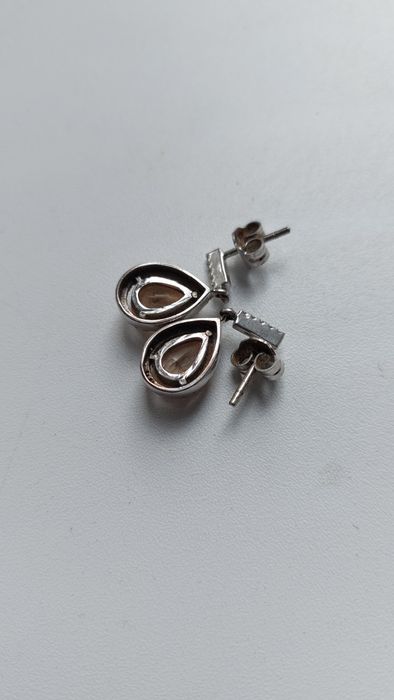 Серьги 925 родированн.серебро, цитрин