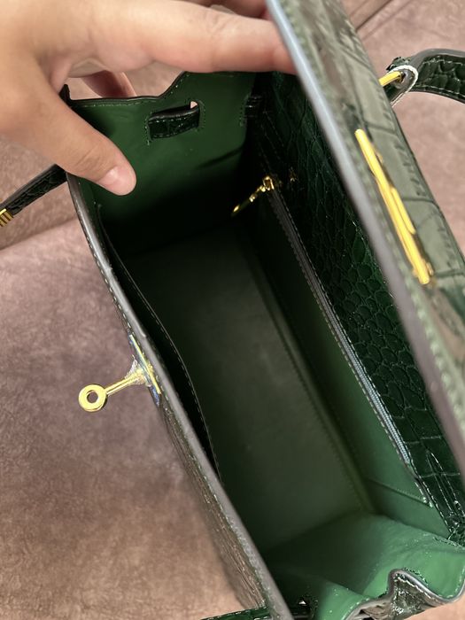 Кожа сумка, зеленый